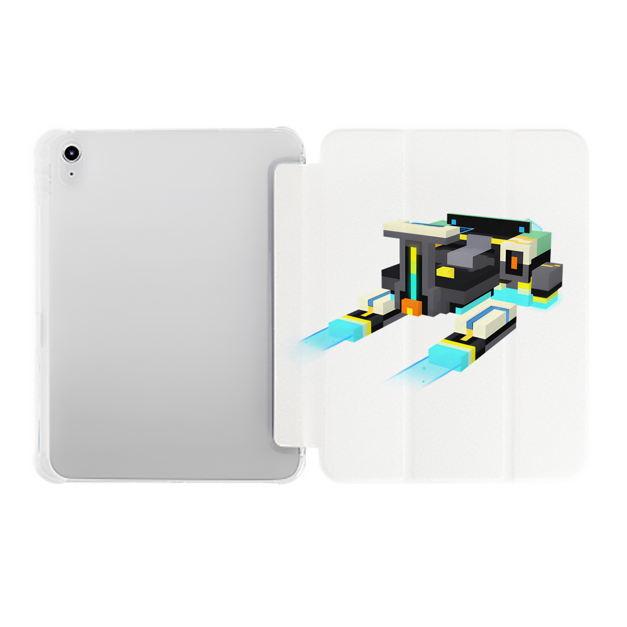 （画像用） マインクラフト ブロックの世界 Minecraft MC Block world IPad ケース ペン収納付き 三つ折りスタンド PUレザー×シリコン 対応機種9.5/10.5/10.9インチ